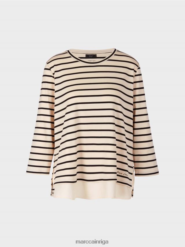 apģērbs krēms VRBHXD1447 Marc Cain jūras svītrains t-krekls
