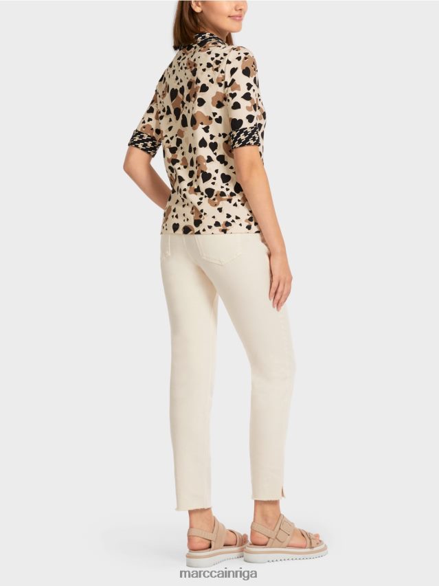 apģērbs krēms VRBHXD1449 Marc Cain apdrukāts polo krekls