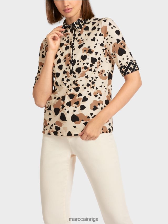 apģērbs krēms VRBHXD1449 Marc Cain apdrukāts polo krekls