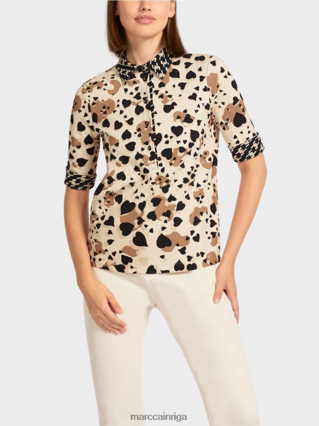 apģērbs krēms VRBHXD1449 Marc Cain apdrukāts polo krekls