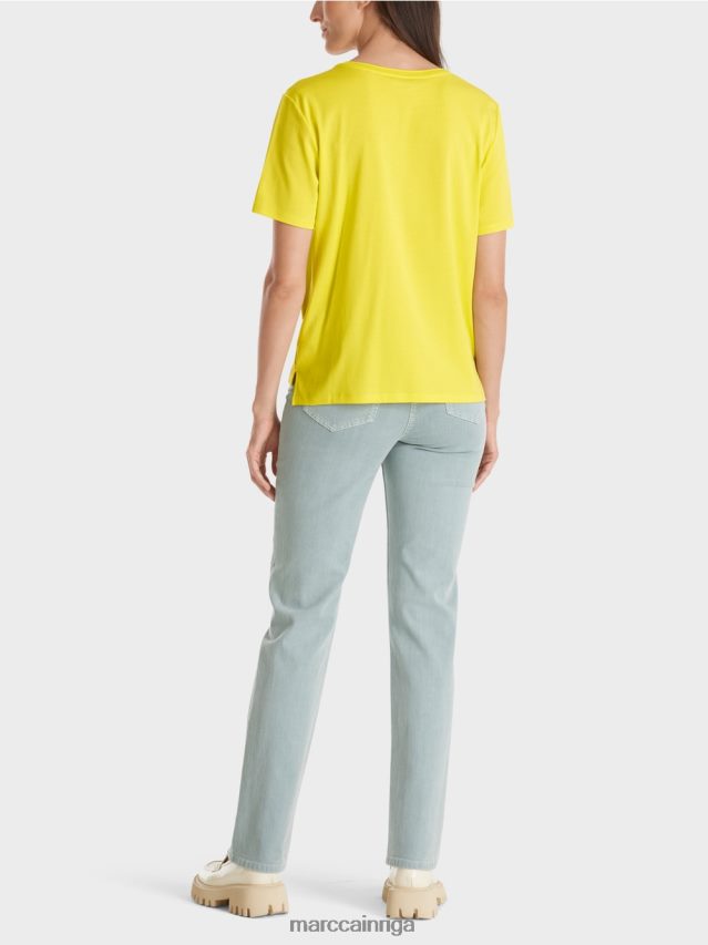apģērbs mīksts citrons VRBHXD1313 Marc Cain t-krekls ar platu kakla izgriezumu