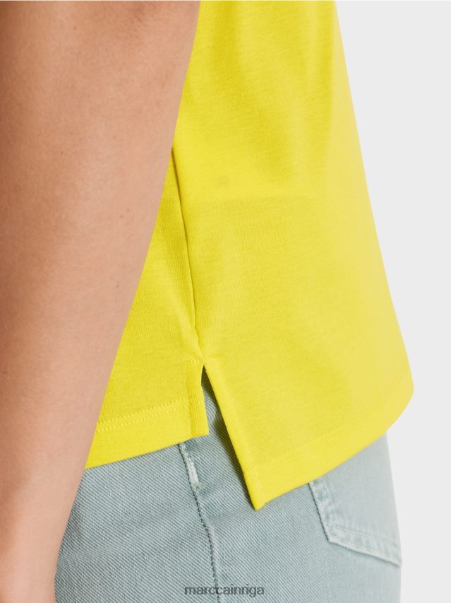 apģērbs mīksts citrons VRBHXD1313 Marc Cain t-krekls ar platu kakla izgriezumu