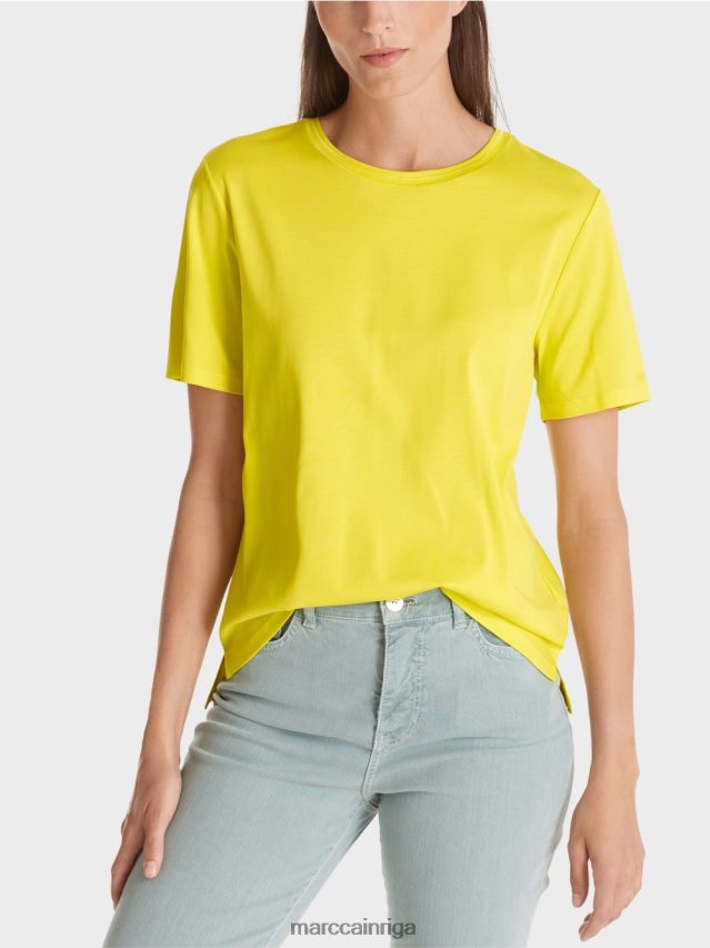 apģērbs mīksts citrons VRBHXD1313 Marc Cain t-krekls ar platu kakla izgriezumu