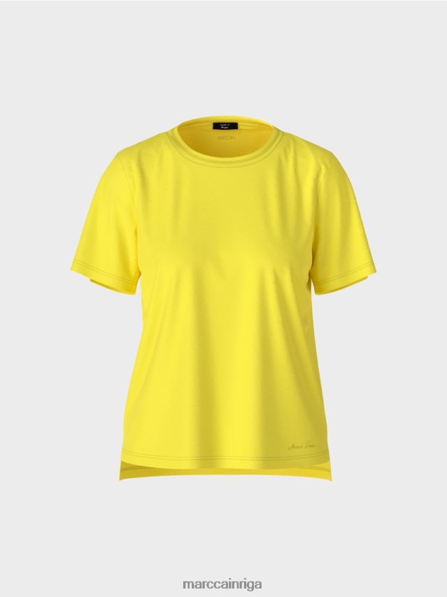 apģērbs mīksts citrons VRBHXD1313 Marc Cain t-krekls ar platu kakla izgriezumu