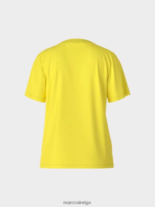 apģērbs mīksts citrons VRBHXD1313 Marc Cain t-krekls ar platu kakla izgriezumu