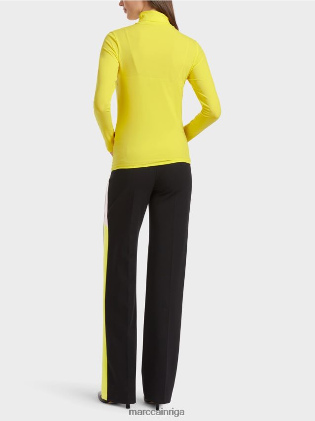 apģērbs mīksts citrons VRBHXD1325 Marc Cain t-krekls ar izliektu kakla izgriezumu