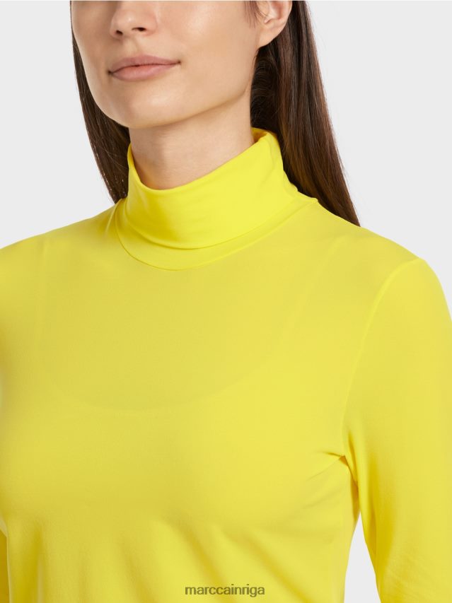 apģērbs mīksts citrons VRBHXD1325 Marc Cain t-krekls ar izliektu kakla izgriezumu