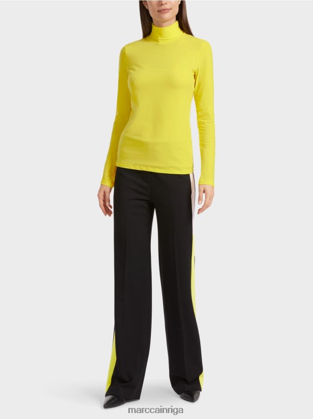 apģērbs mīksts citrons VRBHXD1325 Marc Cain t-krekls ar izliektu kakla izgriezumu