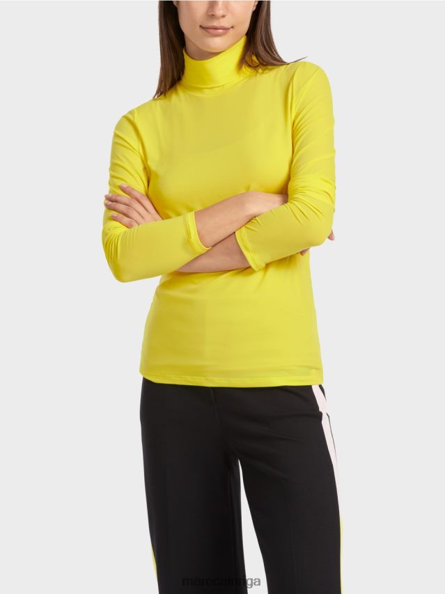 apģērbs mīksts citrons VRBHXD1325 Marc Cain t-krekls ar izliektu kakla izgriezumu