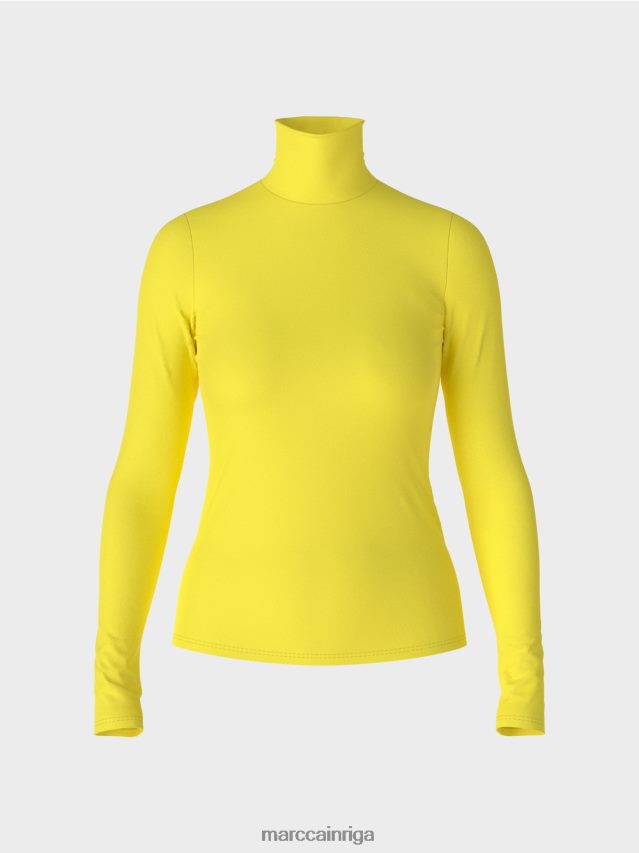 apģērbs mīksts citrons VRBHXD1325 Marc Cain t-krekls ar izliektu kakla izgriezumu