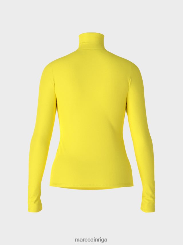 apģērbs mīksts citrons VRBHXD1325 Marc Cain t-krekls ar izliektu kakla izgriezumu
