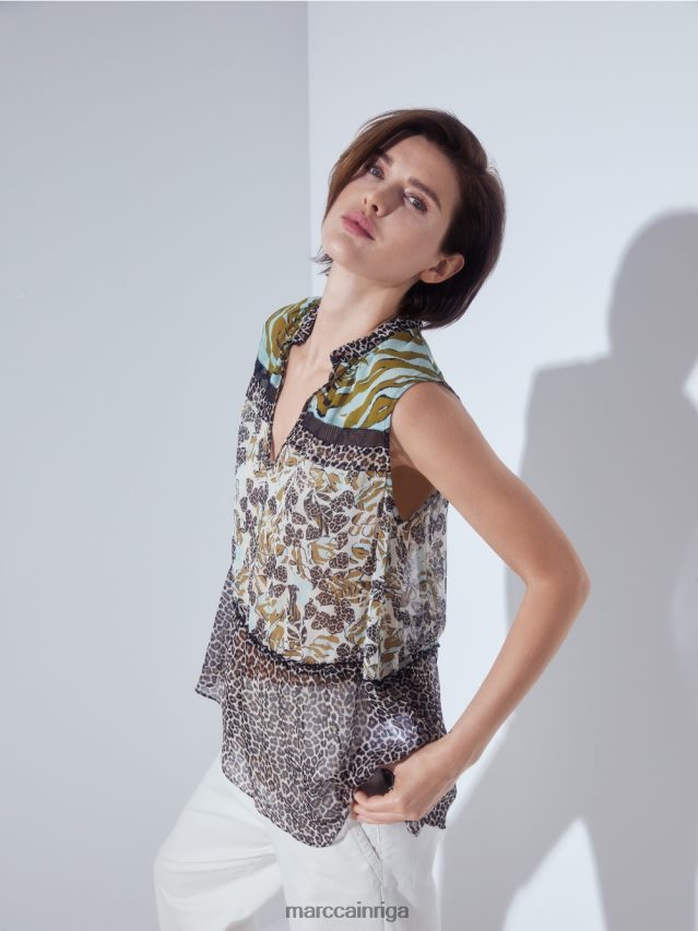 apģērbs mīksts jumta logs VRBHXD1429 Marc Cain daudzpakāpju tops bez piedurknēm