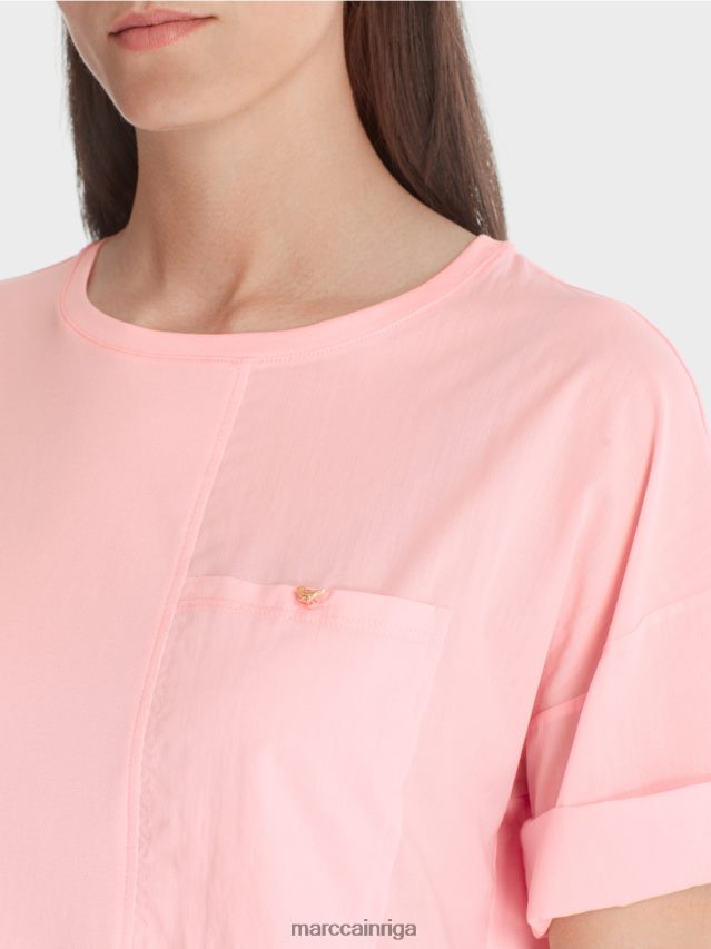 apģērbs mīksts pulveris rozā VRBHXD1319 Marc Cain apdrukāts t-krekls