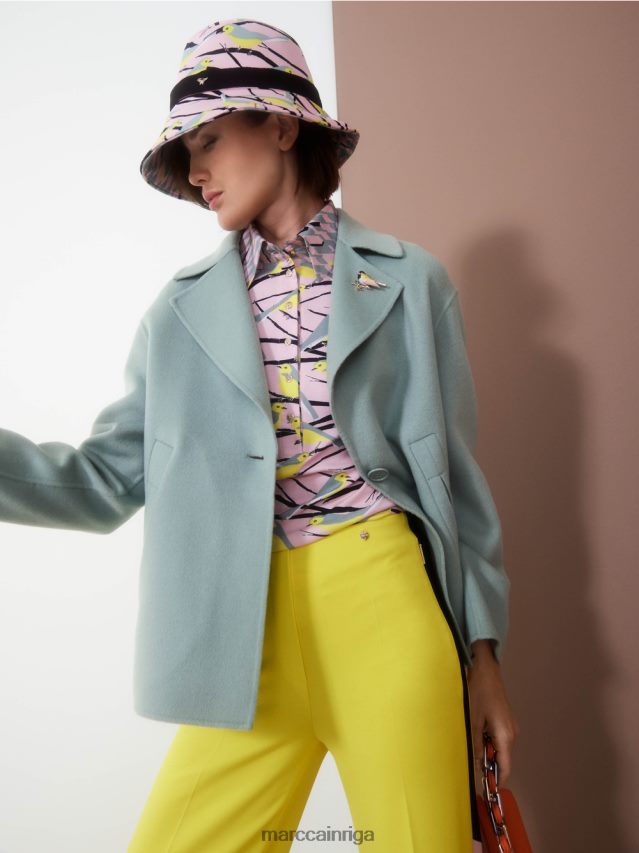 apģērbs mīksts pulveris rozā VRBHXD1320 Marc Cain putnu dizaina polo krekls