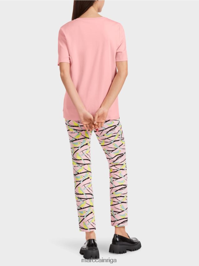 apģērbs mīksts pulveris rozā VRBHXD1322 Marc Cain t-krekls ar platu kakla izgriezumu