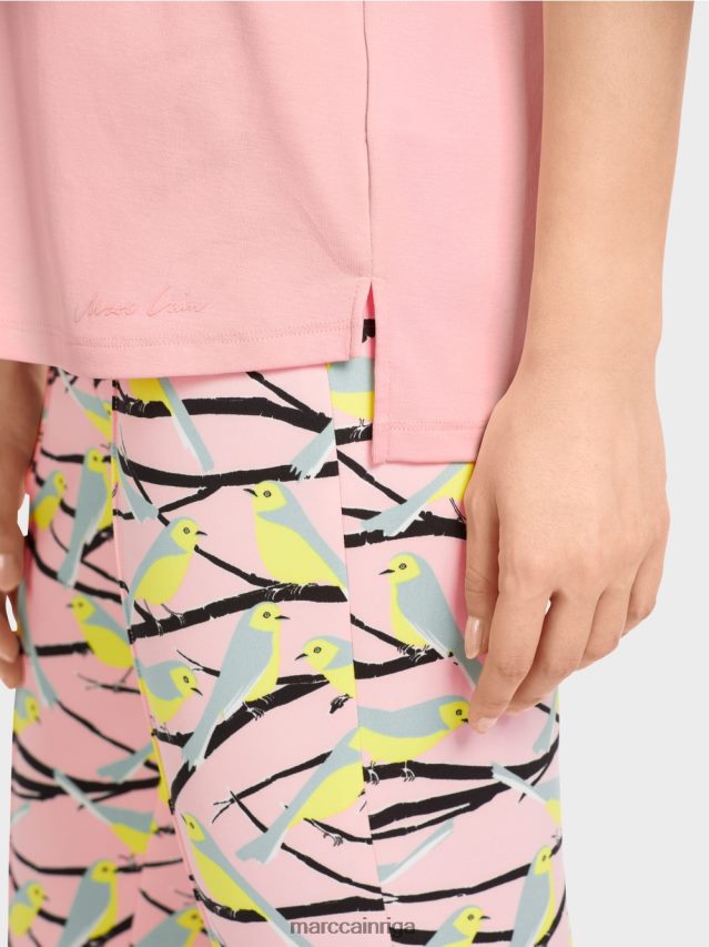 apģērbs mīksts pulveris rozā VRBHXD1322 Marc Cain t-krekls ar platu kakla izgriezumu