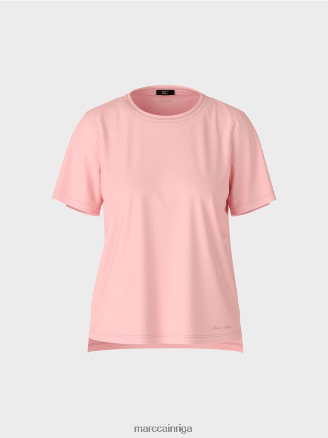 apģērbs mīksts pulveris rozā VRBHXD1322 Marc Cain t-krekls ar platu kakla izgriezumu