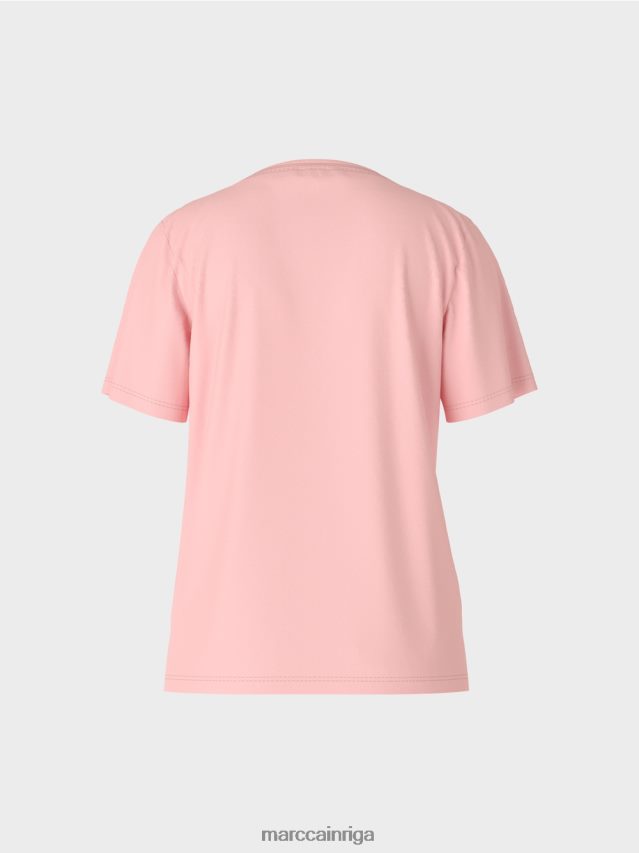 apģērbs mīksts pulveris rozā VRBHXD1322 Marc Cain t-krekls ar platu kakla izgriezumu
