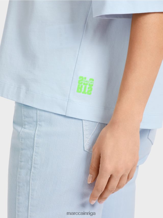 apģērbs mīksts pulveris zils VRBHXD1295 Marc Cain \"pārdomājiet kopā\" ​​t-kreklu