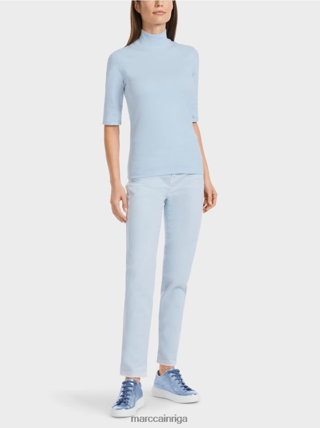 apģērbs mīksts pulveris zils VRBHXD1297 Marc Cain krekls ar stāvapkakli un 3/4 piedurknēm