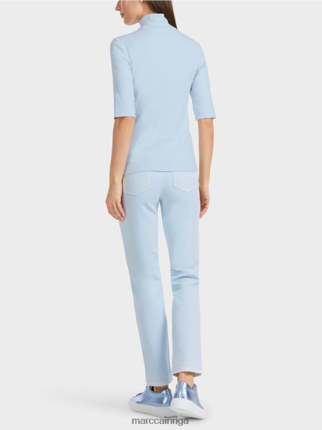 apģērbs mīksts pulveris zils VRBHXD1297 Marc Cain krekls ar stāvapkakli un 3/4 piedurknēm