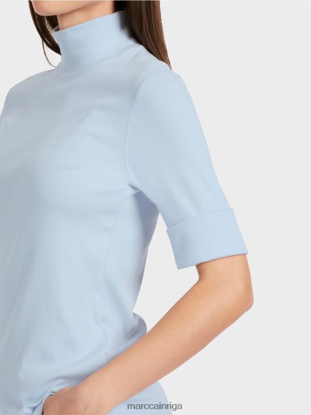 apģērbs mīksts pulveris zils VRBHXD1297 Marc Cain krekls ar stāvapkakli un 3/4 piedurknēm