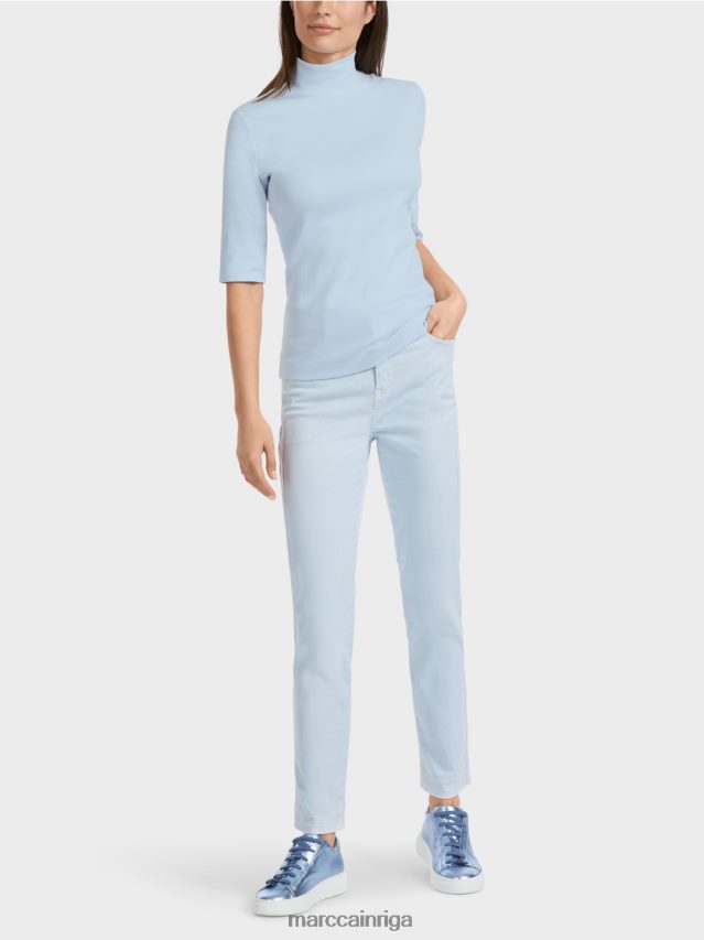 apģērbs mīksts pulveris zils VRBHXD1297 Marc Cain krekls ar stāvapkakli un 3/4 piedurknēm