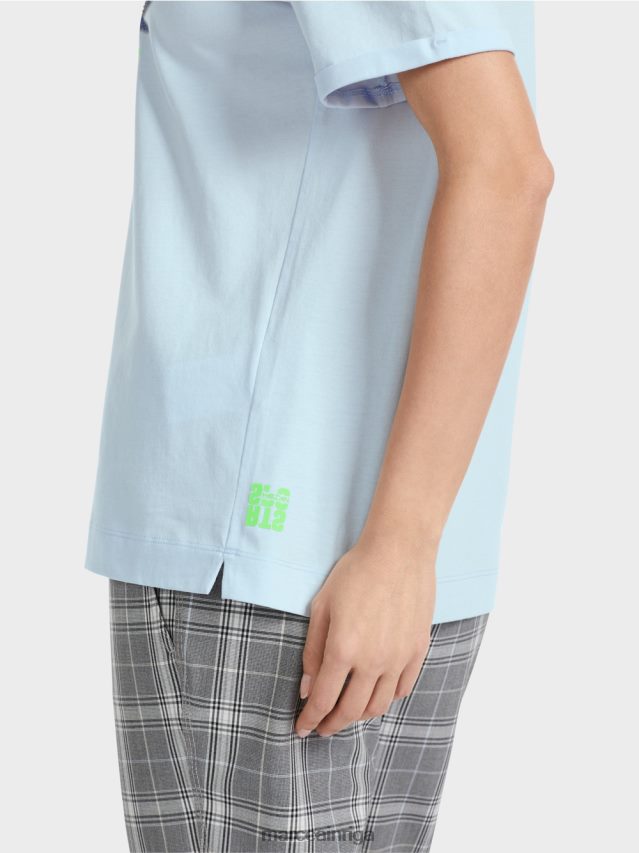 apģērbs mīksts pulveris zils VRBHXD1303 Marc Cain \"pārdomājiet kopā\" ​​t-krekls ar spīdumiem