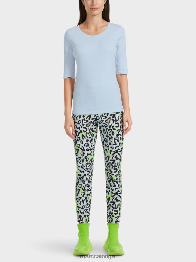 apģērbs mīksts pulveris zils VRBHXD1305 Marc Cain vienkāršs t-krekls ar 3/4 piedurknēm