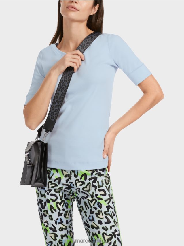 apģērbs mīksts pulveris zils VRBHXD1305 Marc Cain vienkāršs t-krekls ar 3/4 piedurknēm