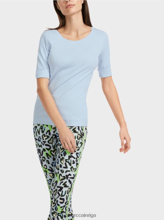 apģērbs mīksts pulveris zils VRBHXD1305 Marc Cain vienkāršs t-krekls ar 3/4 piedurknēm