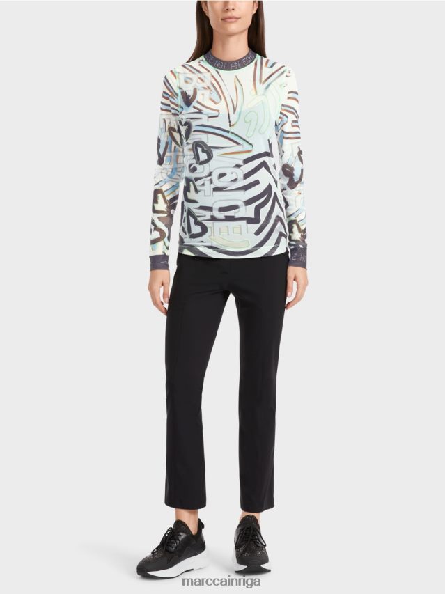 apģērbs mīksts pulveris zils VRBHXD1306 Marc Cain elastīgs tilla krekls ar garām piedurknēm