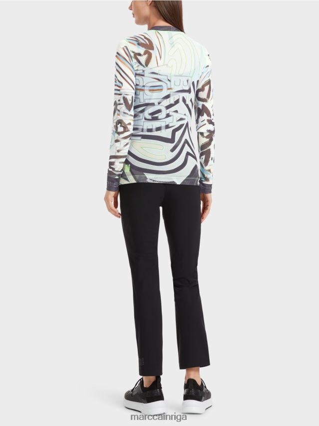 apģērbs mīksts pulveris zils VRBHXD1306 Marc Cain elastīgs tilla krekls ar garām piedurknēm