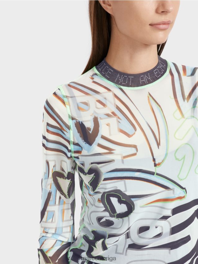 apģērbs mīksts pulveris zils VRBHXD1306 Marc Cain elastīgs tilla krekls ar garām piedurknēm