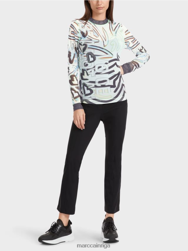 apģērbs mīksts pulveris zils VRBHXD1306 Marc Cain elastīgs tilla krekls ar garām piedurknēm