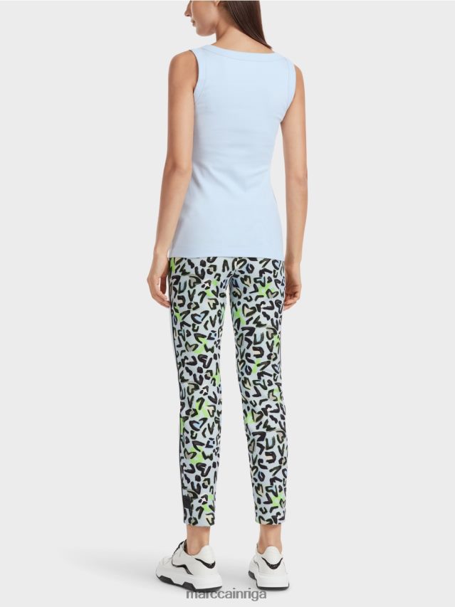 apģērbs mīksts pulveris zils VRBHXD1307 Marc Cain kokvilnas rievotu tops bez piedurknēm