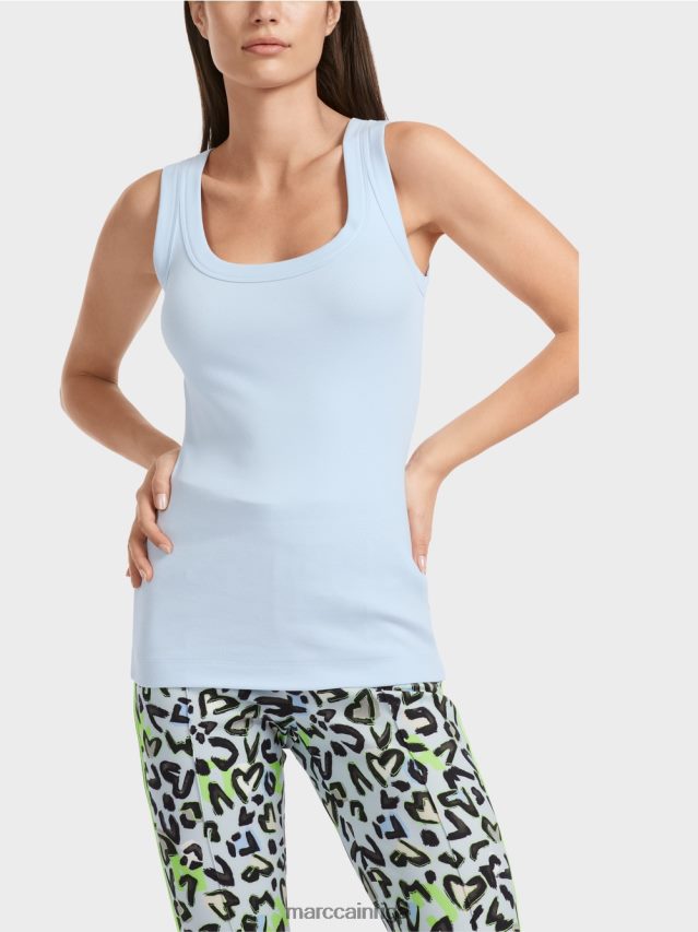 apģērbs mīksts pulveris zils VRBHXD1307 Marc Cain kokvilnas rievotu tops bez piedurknēm