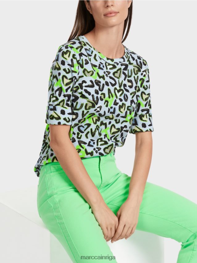 apģērbs mīksts pulveris zils VRBHXD1308 Marc Cain t-krekls ar visu apdruku