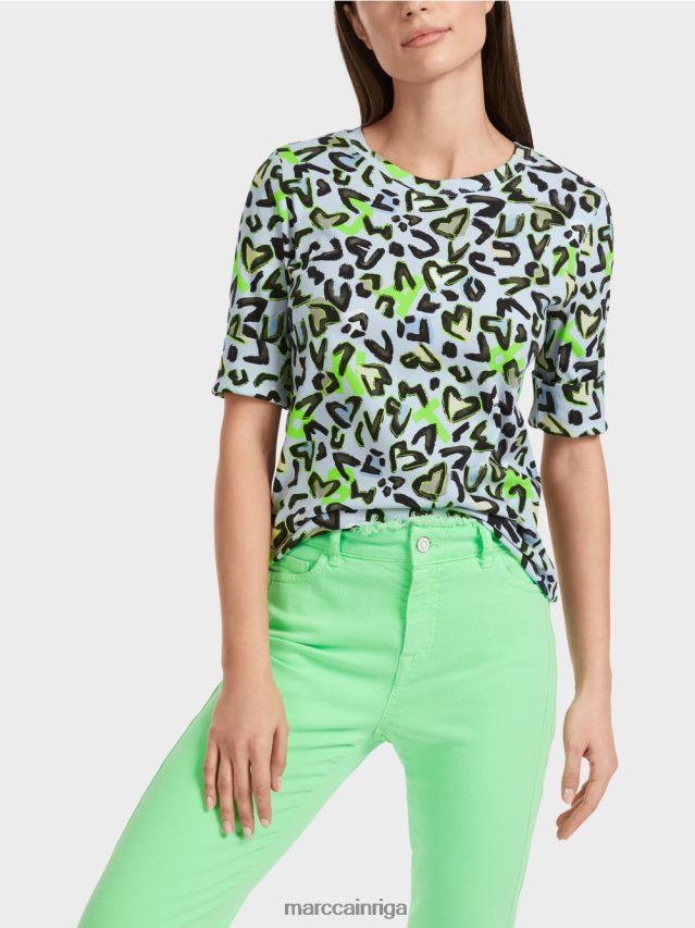 apģērbs mīksts pulveris zils VRBHXD1308 Marc Cain t-krekls ar visu apdruku