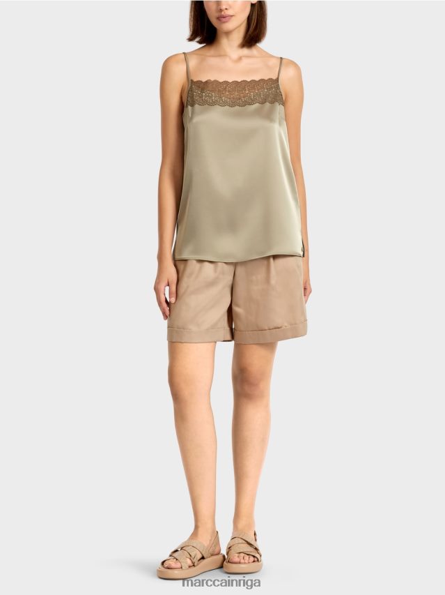 apģērbs maiga taupe VRBHXD1411 Marc Cain tops ar mežģīņu dekoltē