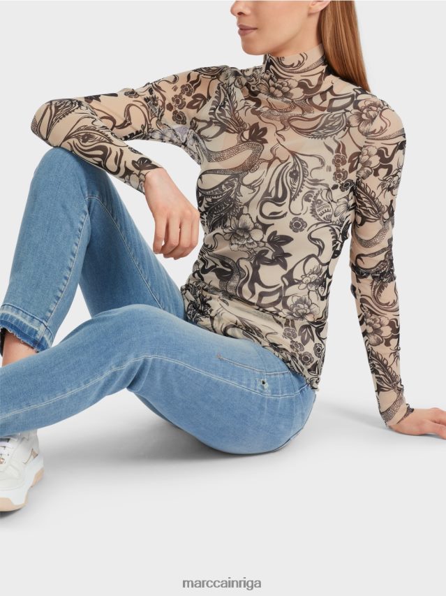 apģērbs mandeļu zieds VRBHXD1238 Marc Cain apdrukāts tills garām piedurknēm