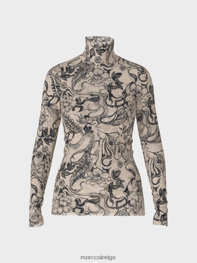 apģērbs mandeļu zieds VRBHXD1238 Marc Cain apdrukāts tills garām piedurknēm