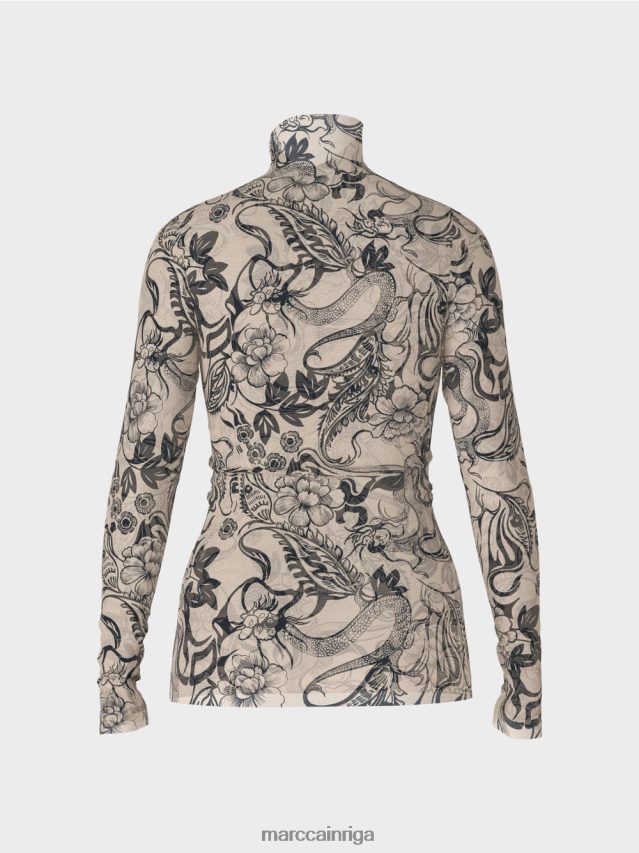 apģērbs mandeļu zieds VRBHXD1238 Marc Cain apdrukāts tills garām piedurknēm