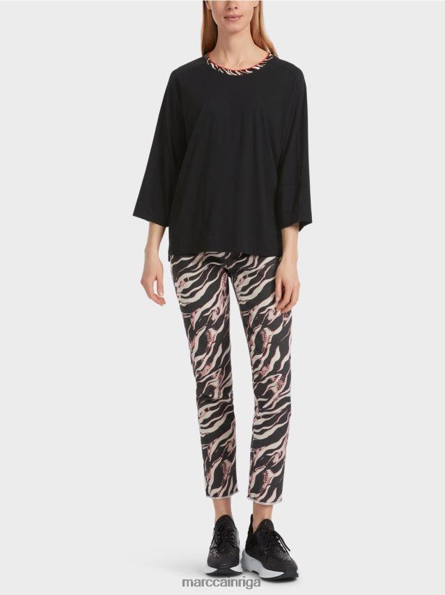 apģērbs melns VRBHXD1258 Marc Cain plats "pārdomāt kopā" ​​krekls