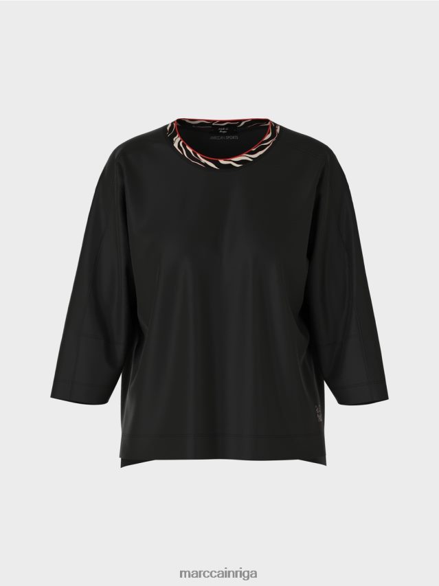 apģērbs melns VRBHXD1258 Marc Cain plats \"pārdomāt kopā\" ​​krekls