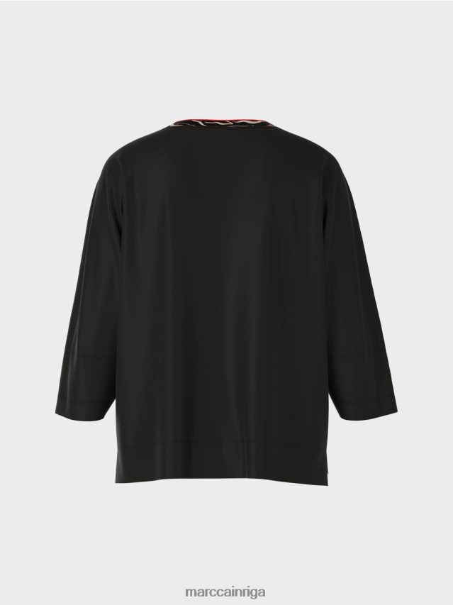 apģērbs melns VRBHXD1258 Marc Cain plats \"pārdomāt kopā\" ​​krekls