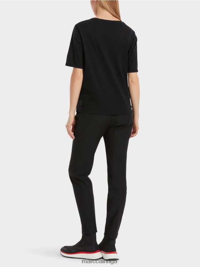 apģērbs melns VRBHXD1262 Marc Cain t-krekls ar aplikāciju