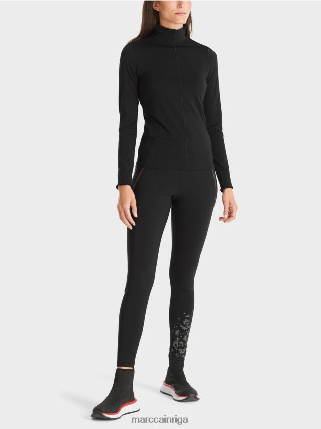 apģērbs melns VRBHXD1266 Marc Cain krekls ar garām piedurknēm ar stāvapkakli