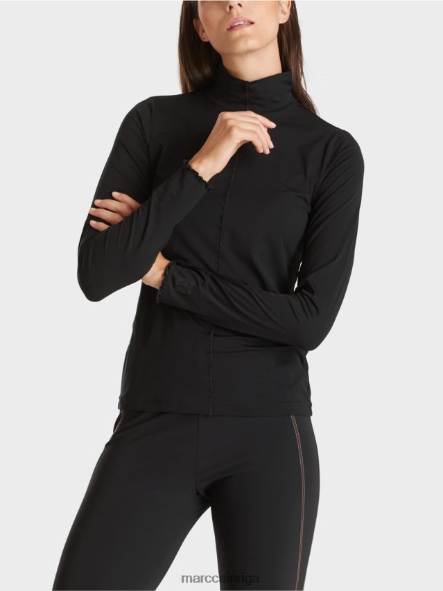 apģērbs melns VRBHXD1266 Marc Cain krekls ar garām piedurknēm ar stāvapkakli