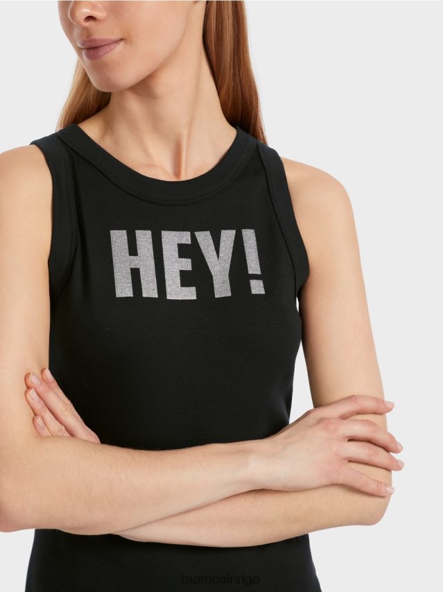 apģērbs melns VRBHXD1268 Marc Cain Tops bez piedurknēm ar mirdzošu apdruku